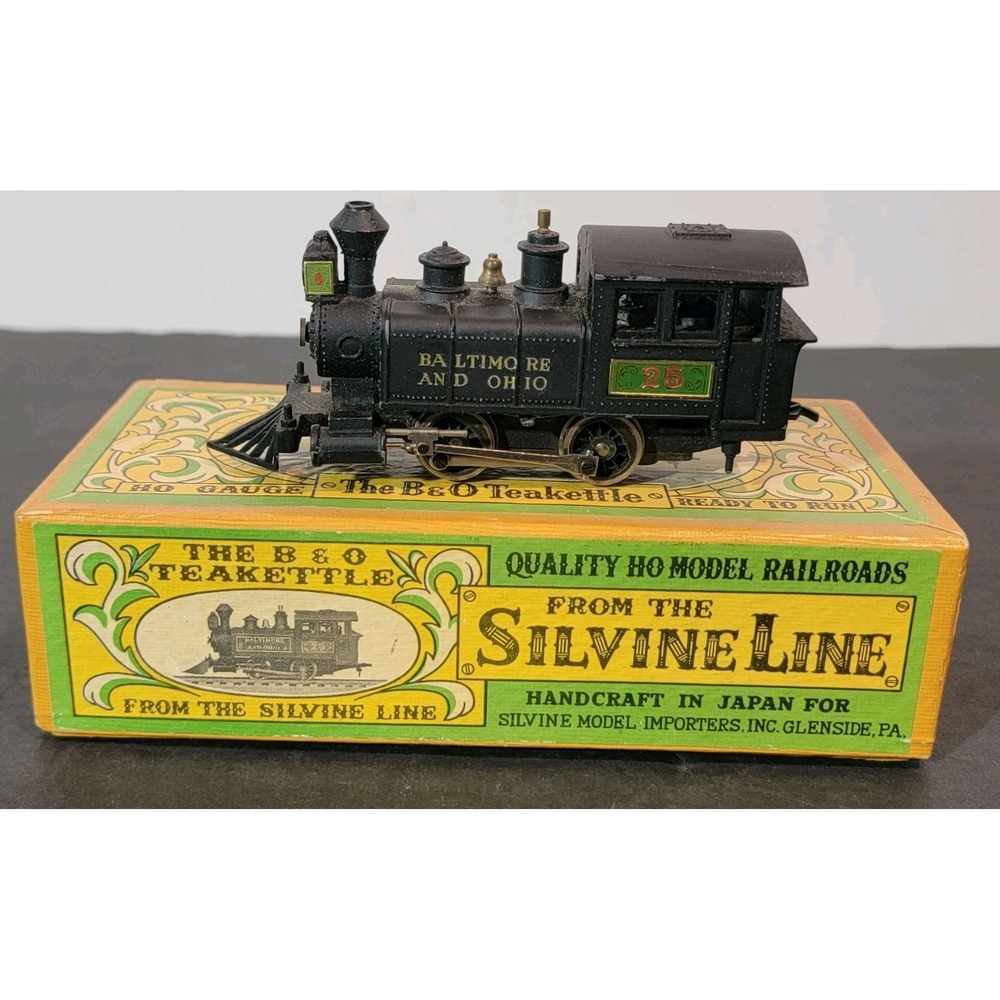 B&O TeaKettle D.C Locomotive‎ Ho Silvine Line Baltimore & Ohio #25 Black/ Green